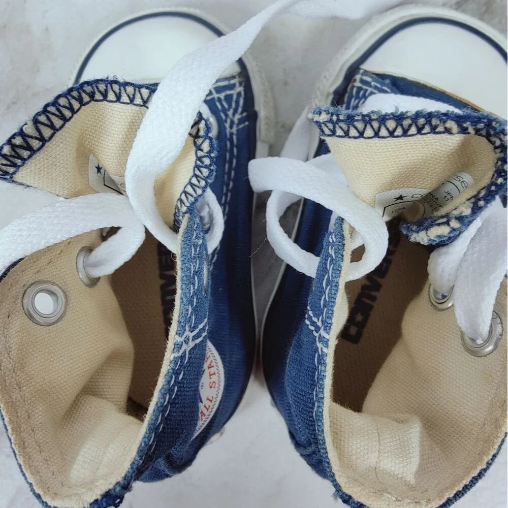 Converse Baby Infant Chuck Taylor All Star Hi Shoes Navy White, Sz 2
